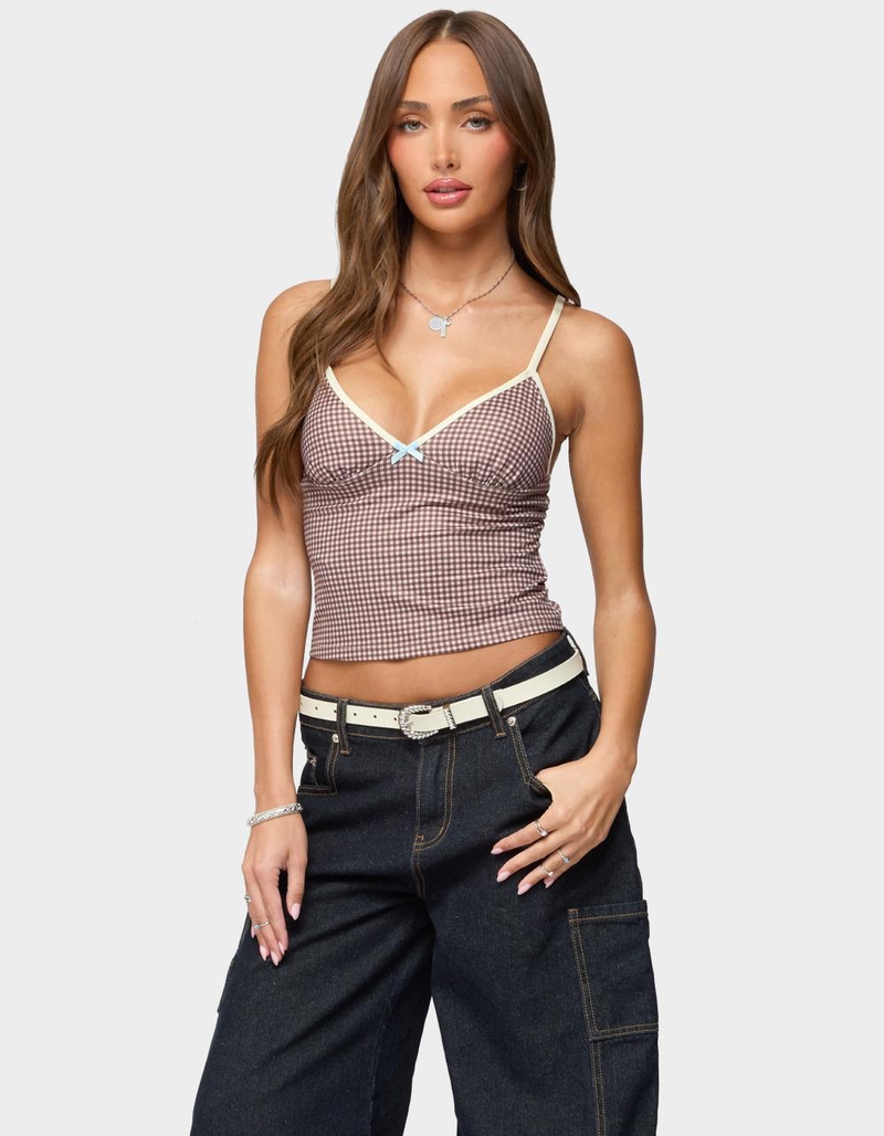 EDIKTED Bettie Contrast Gingham Tank Top image number 0