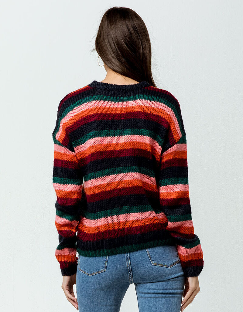 FULL TILT Stripe Womens Boyfriend Sweater - MULTI - 335848957