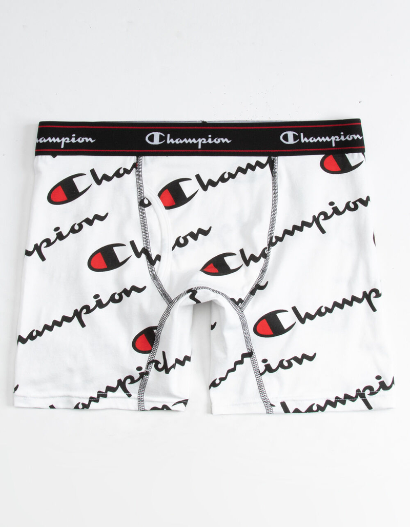 CHAMPION C Script White Mens Boxer Briefs image number 0