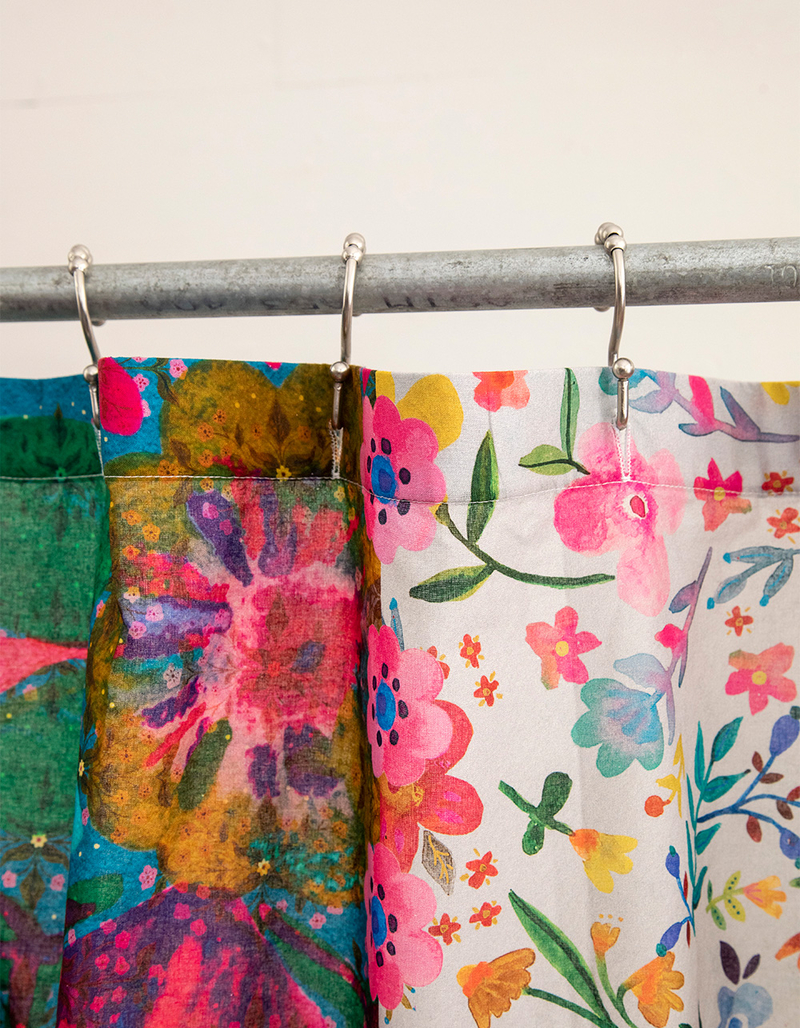 NATURAL LIFE Boho Shower Curtain Floral Border image number 1