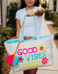 KATYDID Good Vibes Only Happy Floral Canvas Tote Bag image number 2