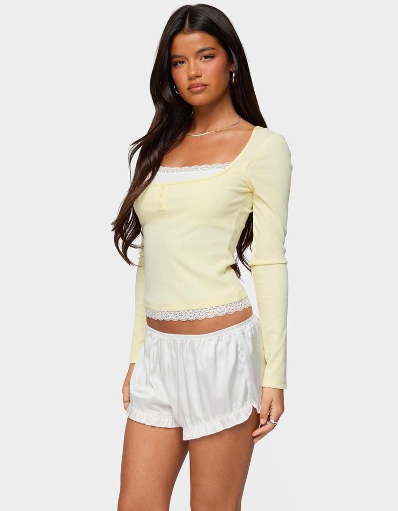 EDIKTED Joana Layered Lacey Henley Top image number 1