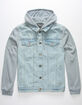 BROOKLYN CLOTH Knit Sleeve Mens Hooded Denim Jacket image number 1