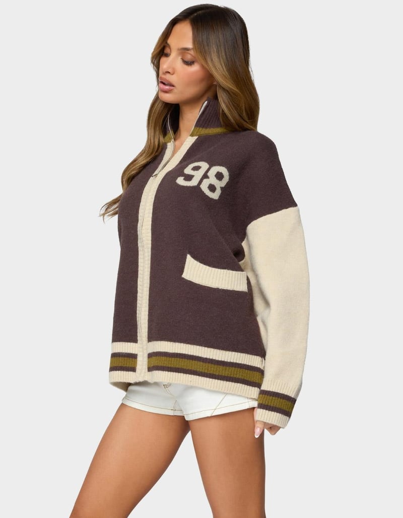 EDIKTED 98 Varsity Zip Up Sweater image number 1
