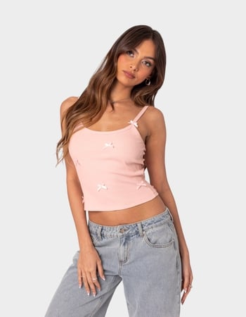 EDIKTED Emilia Ribbed Bow Tank Top Primary Image