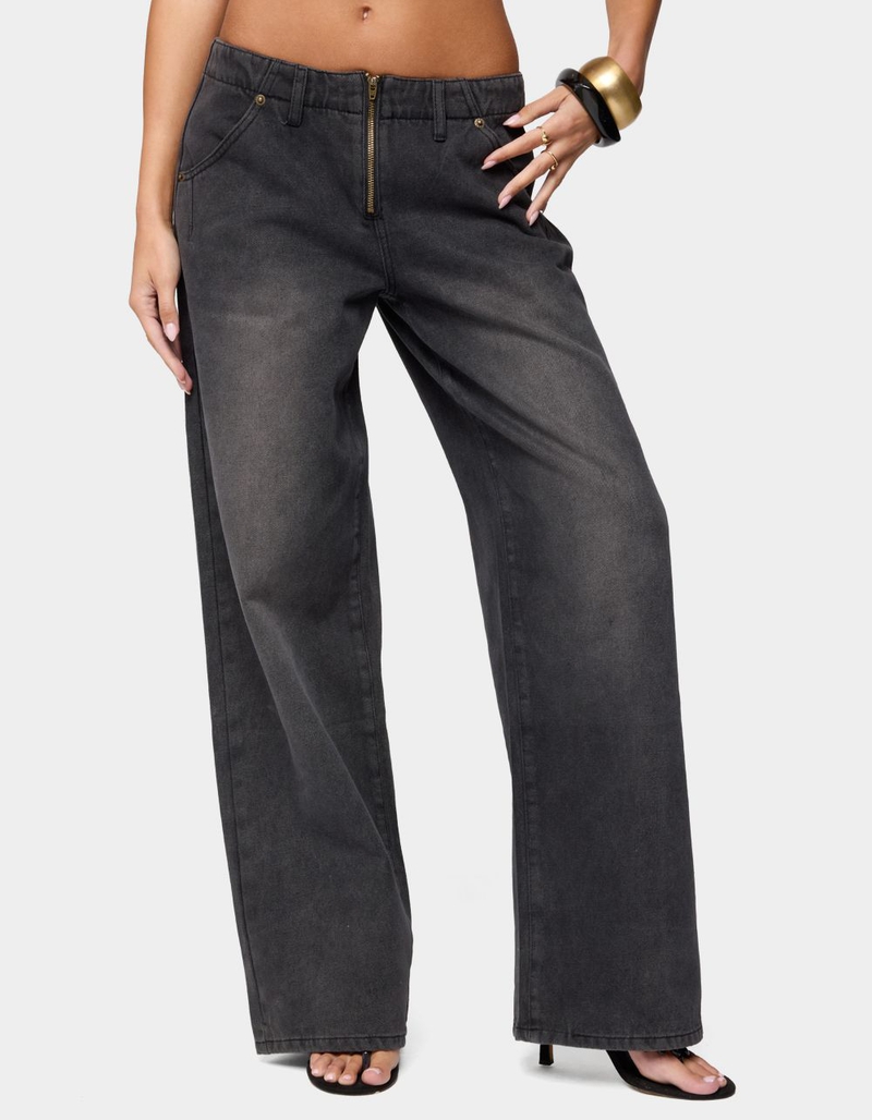 EDIKTED Aliyah Zip Low Rise Jeans image number 0