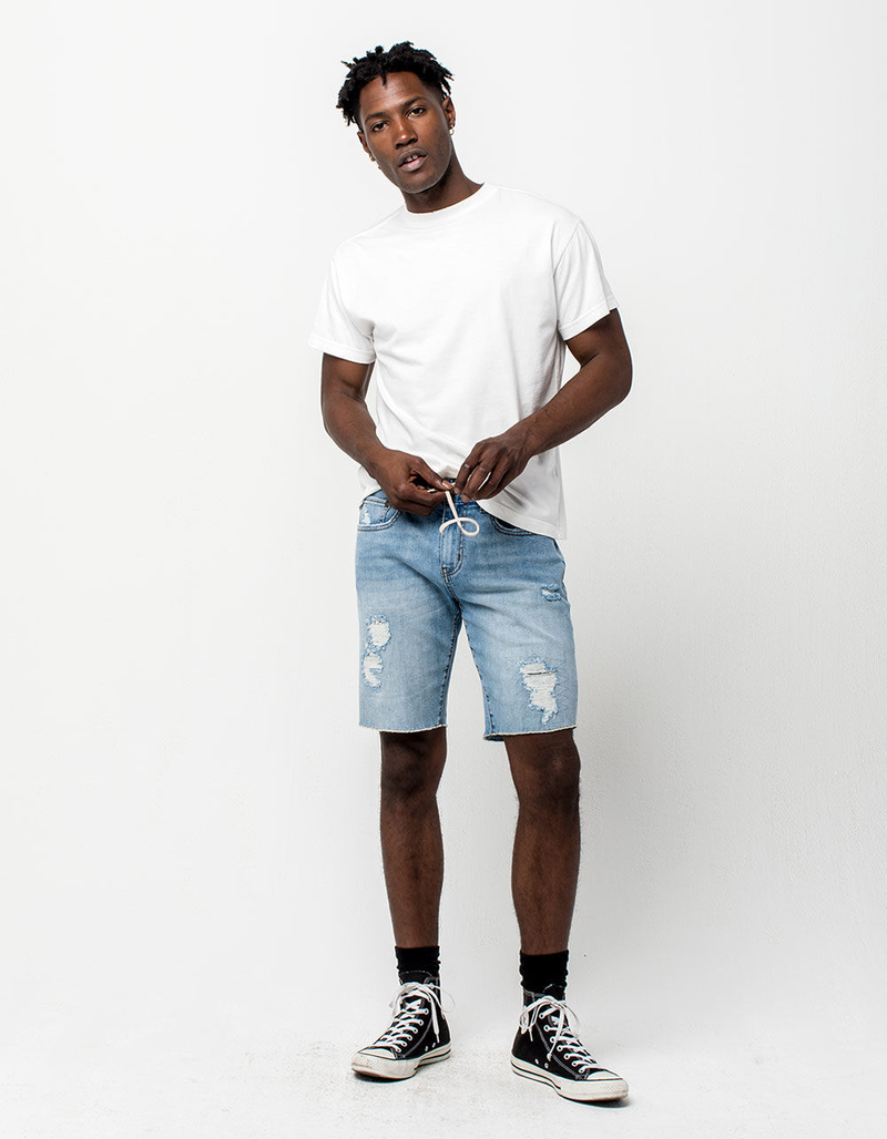 RSQ London Skinny Mens Ripped Denim Shorts image number 5