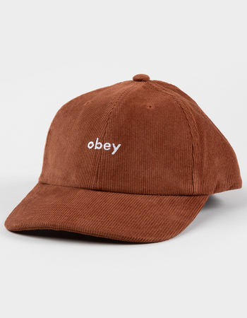 OBEY Lowercase 6 Panel Corduroy Strapback Hat Primary Image