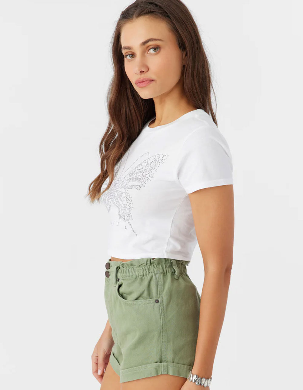 BABYLCLUB Hibi T White ギャル y2k O'NEILL Y2K Butterfly Womens Baby Tee - WHITE | Tillys