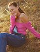 RSQ Womens Linear Stitch Off The Shoulder Sweater image number 6