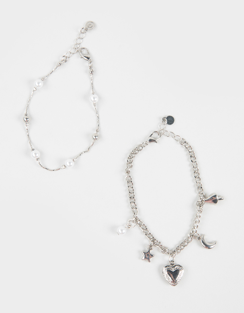 FULL TILT 2 Pack Pearl/Heart Charm Bracelets image number 0