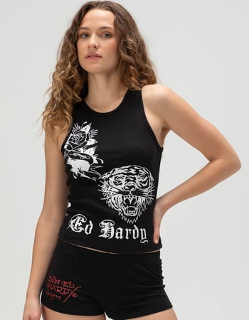 ED HARDY Tiger Flower Womens Tank Top Primary Image