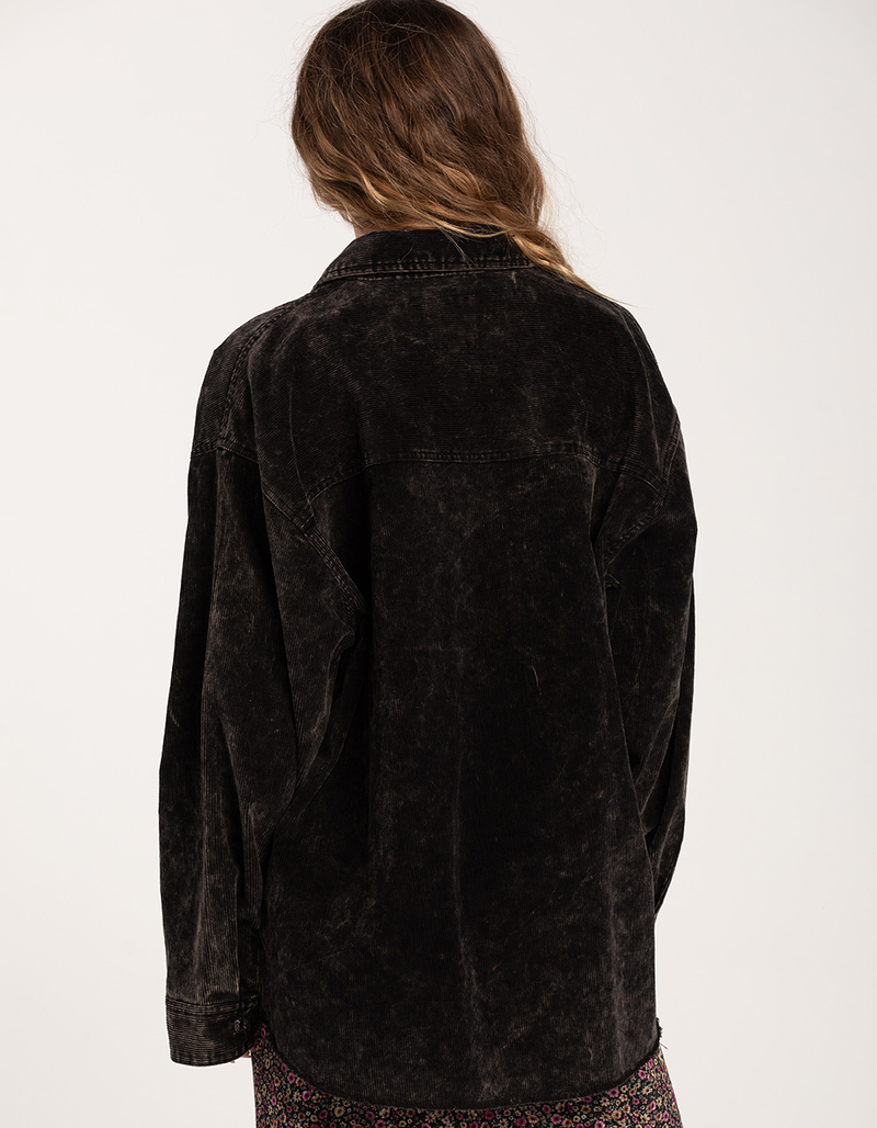 RSQ Womens Washed Raw Edge Corduroy Shacket image number 2