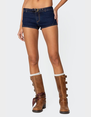 EDIKTED Ciel Low Rise Denim Micro Shorts Primary Image