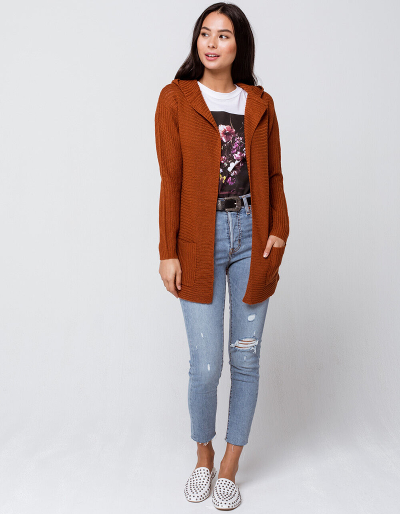FULL CIRCLE TRENDS Womens Brown Hooded Cardigan image number 3