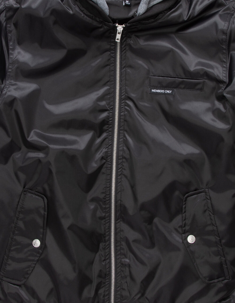 MEMBERS ONLY Flight Satin Twill Black Mens Hooded Jacket image number 1