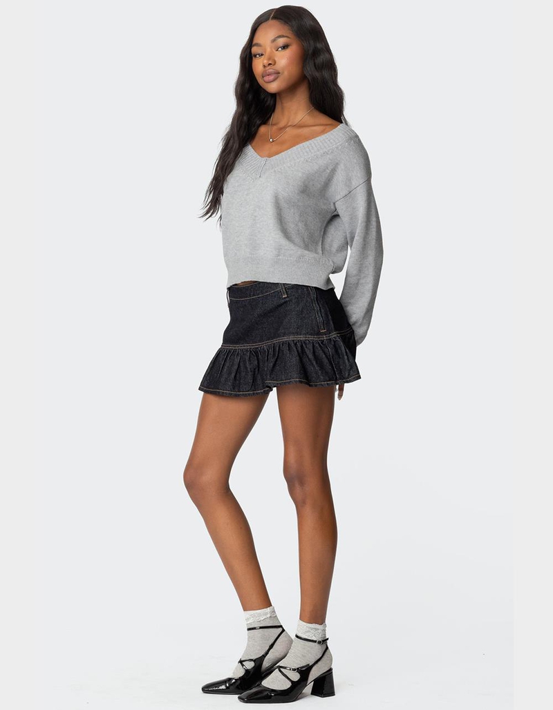 EDIKTED Eli Oversized V-Neck Knit Top image number 3