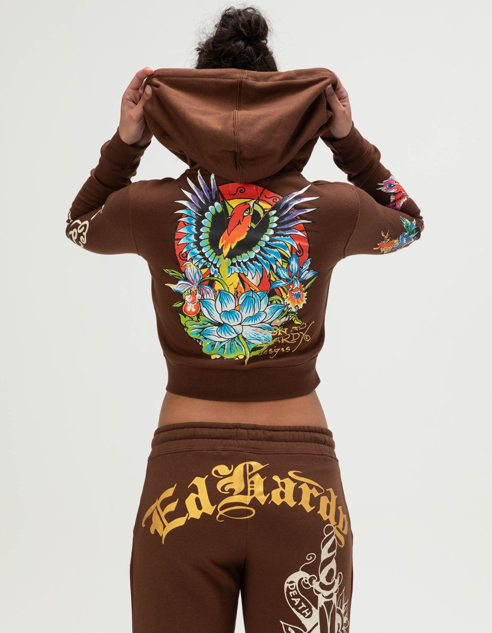 ED HARDY Phoenix Womens Zip-Up Hoodie - BROWN | Tillys