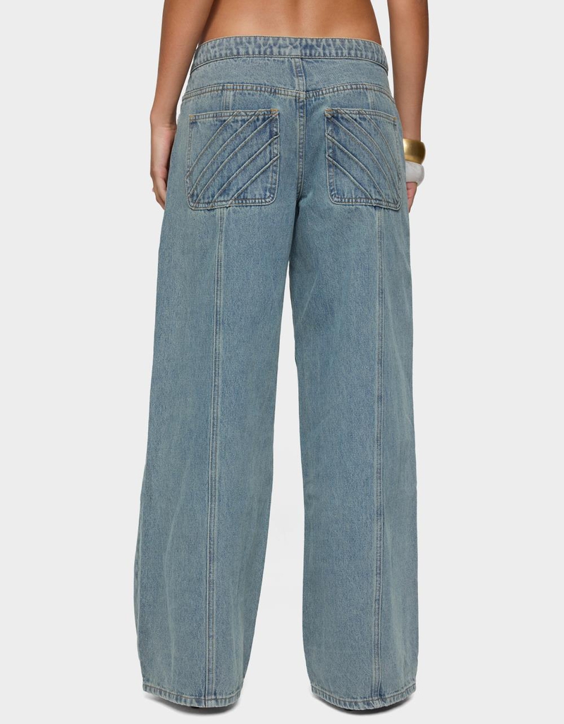 EDIKTED Stitch & Pleat Low Rise Jeans image number 2