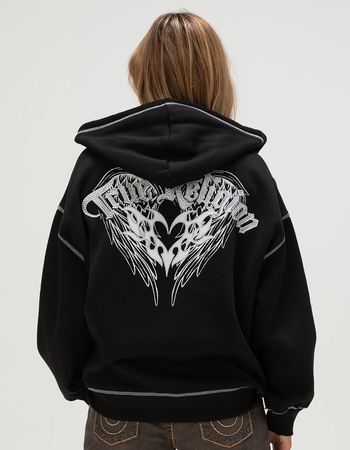 TRUE RELIGION Winged Heart Applique Womens Zip-Up Boyfriend Hoodie Primary Image