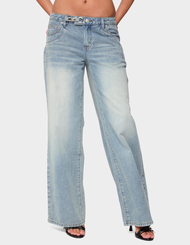 EDIKTED Celia Grommet Washed Low Rise Jeans image number 0