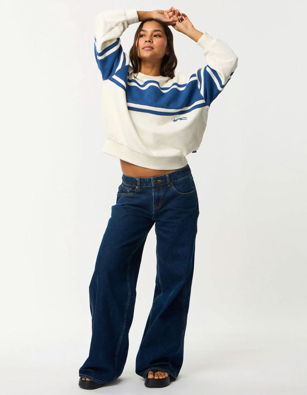 RIP CURL Archive Script Panel Womens Oversized Crewneck Sweatshirt