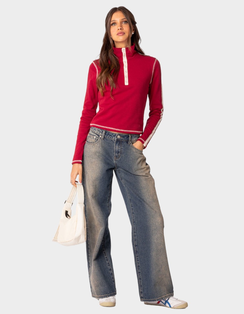 EDIKTED Gio Contrast Stitch Sweatshirt image number 4