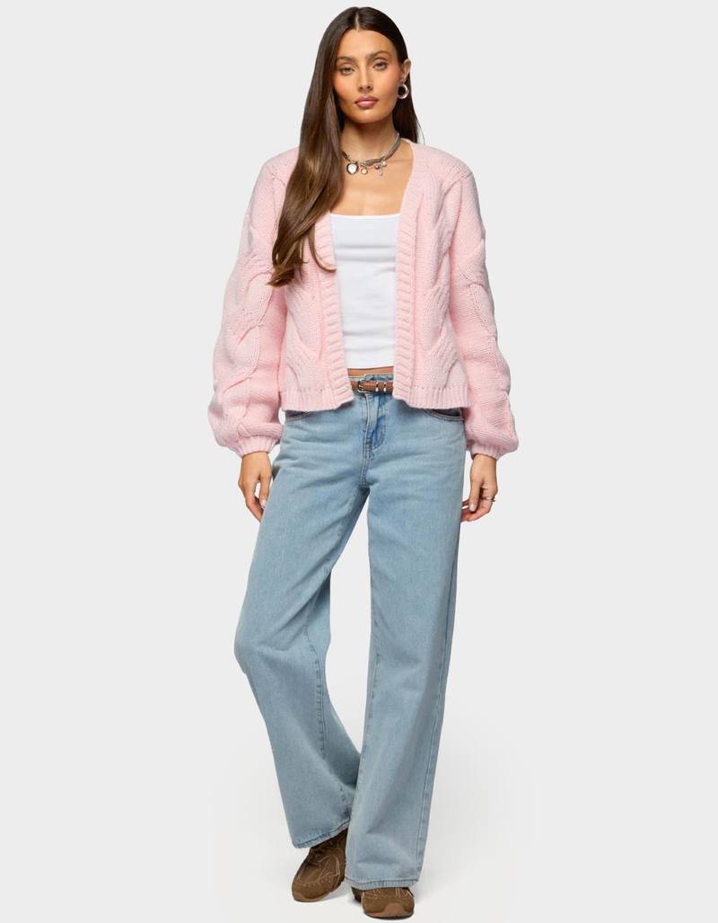 EDIKTED Braiden Chunky Cable Knit Cardigan image number 3