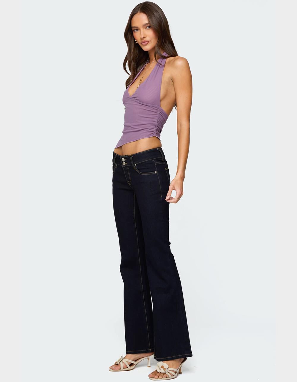 EDIKTED Rhett Asymmetric Hem Halter Top - PURPLE | Tillys
