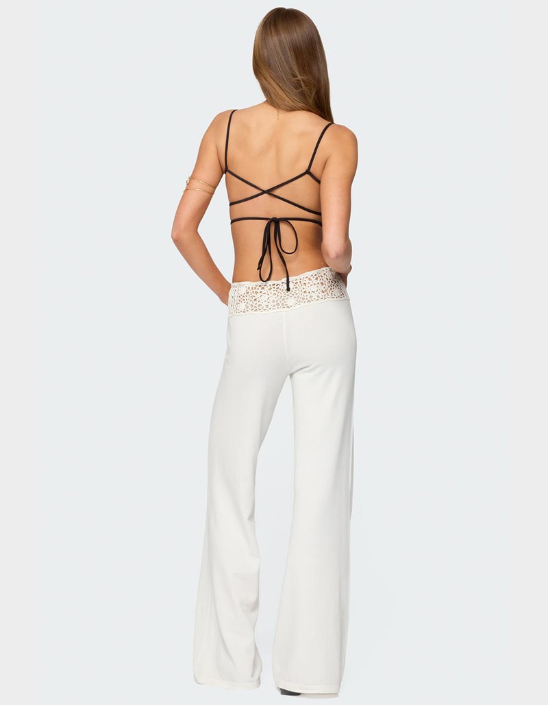 EDIKTED Kirsty Crochet Waist Knit Pants image number 4