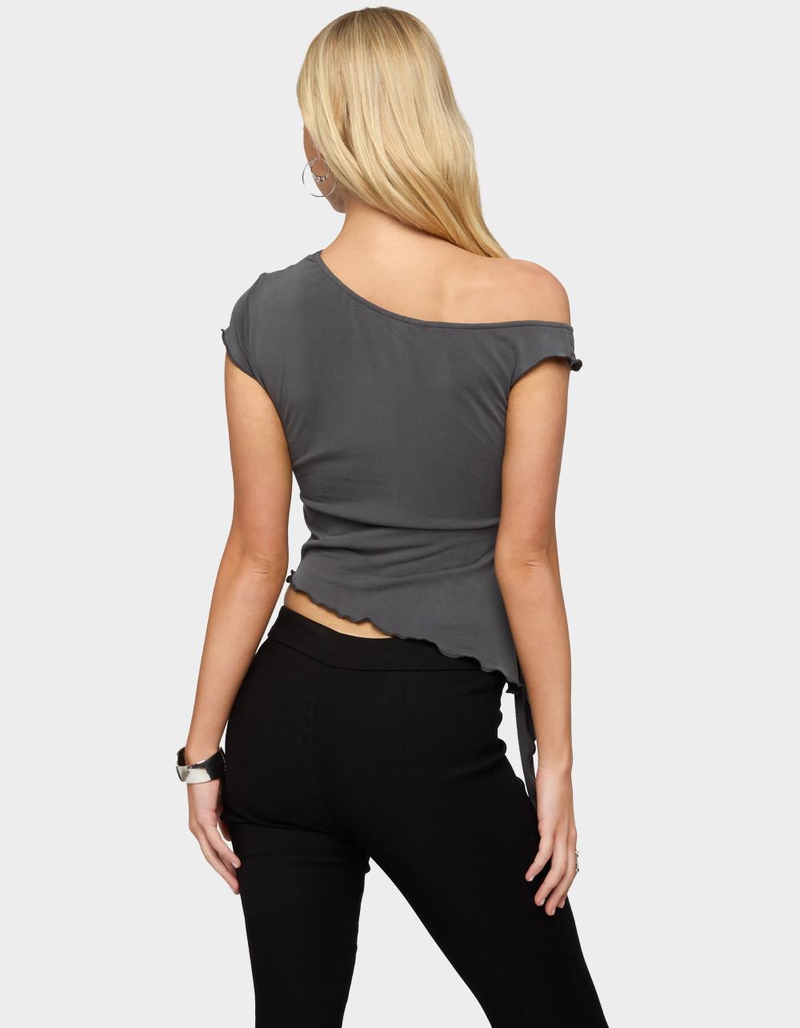 EDIKTED Asymmetric Off Shoulder Wrap Top image number 2