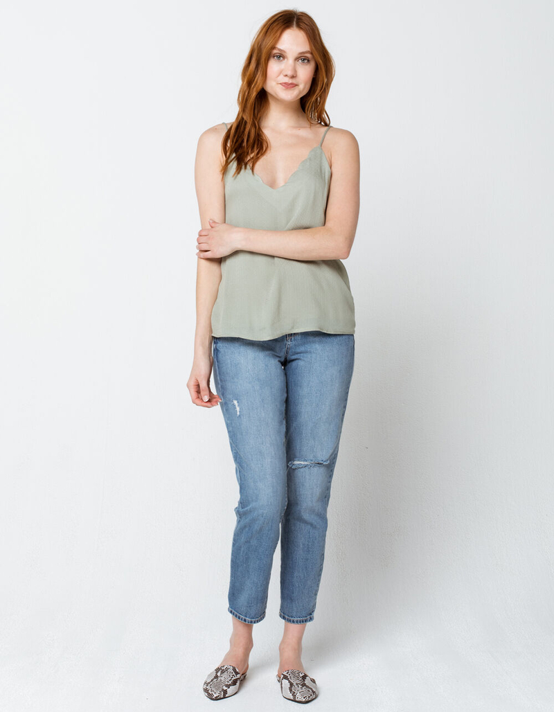 IVY & MAIN Solid Scallop Trim Womens Cami image number 3