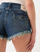TRUE RELIGION High Rise Cheeky Womens Frayed Denim Shorts image number 4