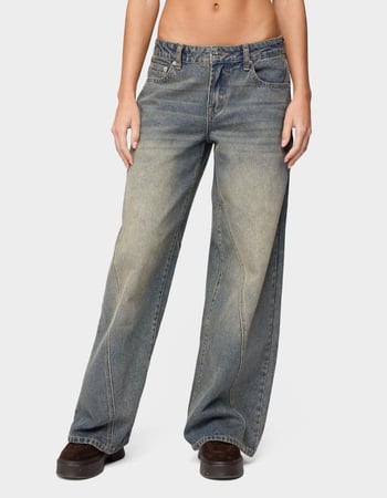 EDIKTED Vintage Washed Low Rise Baggy Jeans Primary Image