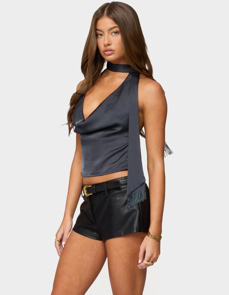 EDIKTED Satin Effect Cowl Neck Scarf Top image number 1