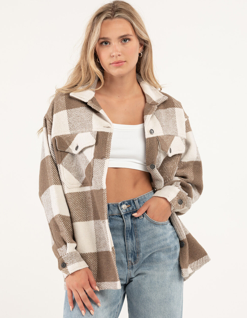 RSQ Womens Plaid Woven Shacket image number 1