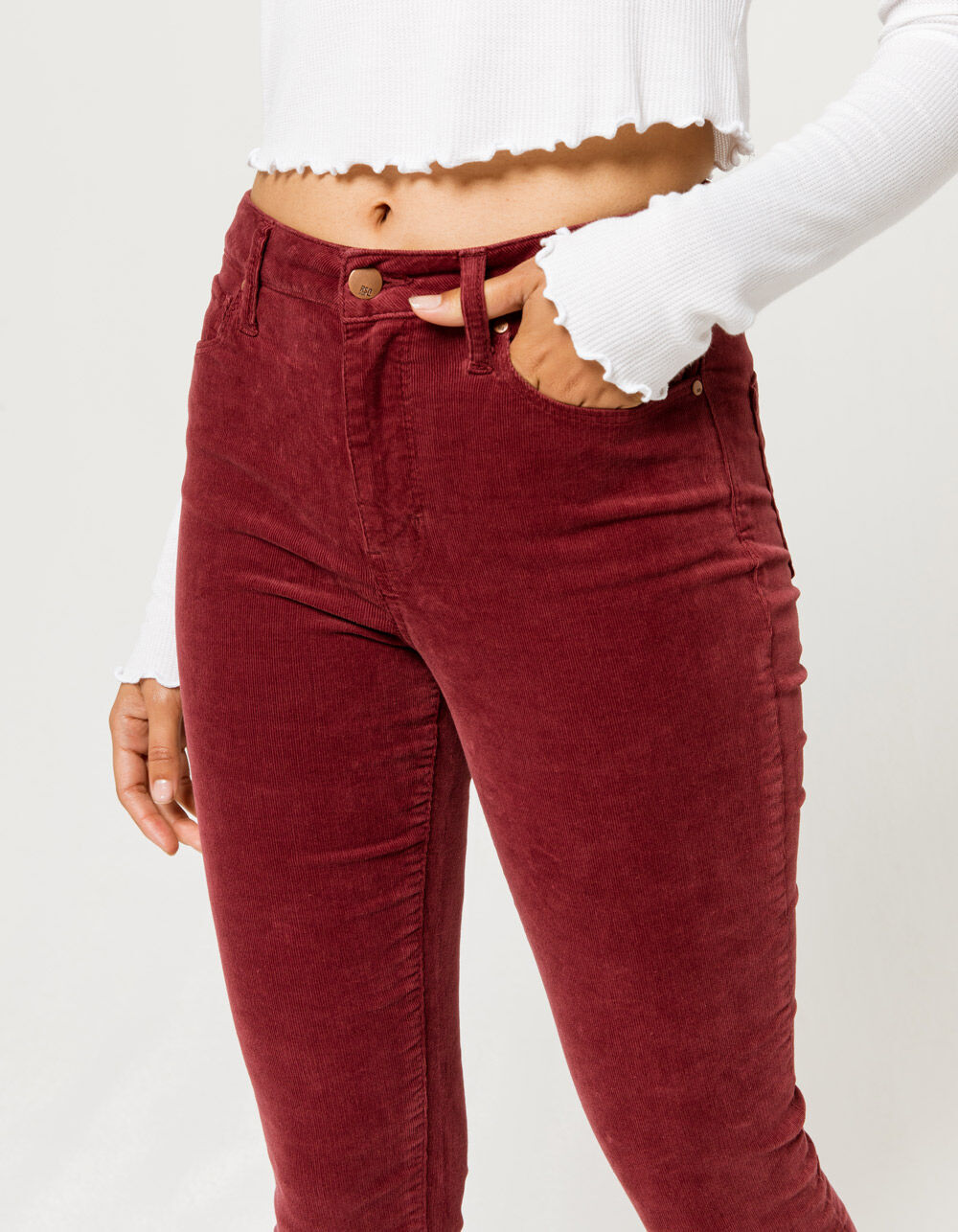 Ankle Corduroy Wine Womens Skinny Jeans 