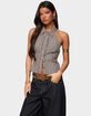 EDIKTED Imrie Plaid Collared Halter Top image number 2