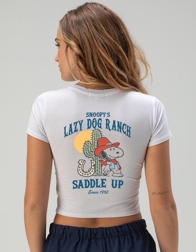 PEANUTS Snoopy's Lazy Dog Ranch Womens Baby Tee image number 0