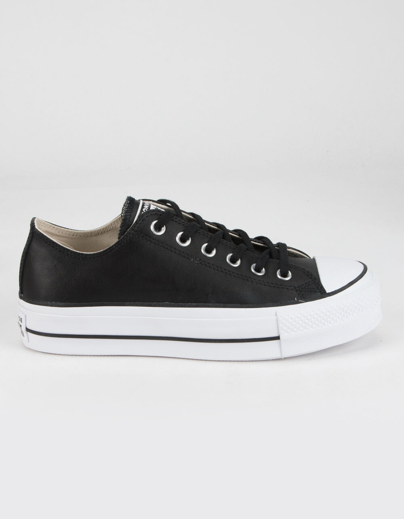CONVERSE Leather Chuck Taylor All Star Lift Womens Black Low Top Shoes image number 1