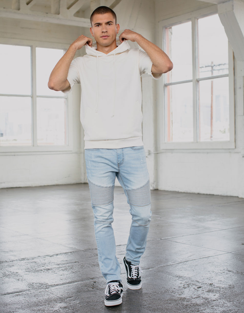 RSQ Mens Skinny Moto Light Wash Jeans image number 0