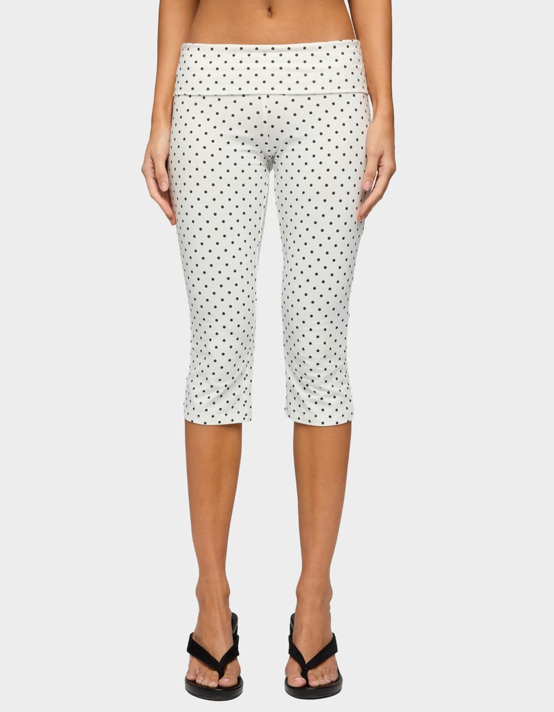EDIKTED Eloisa Polka Dot Foldover Capri Pants image number 0