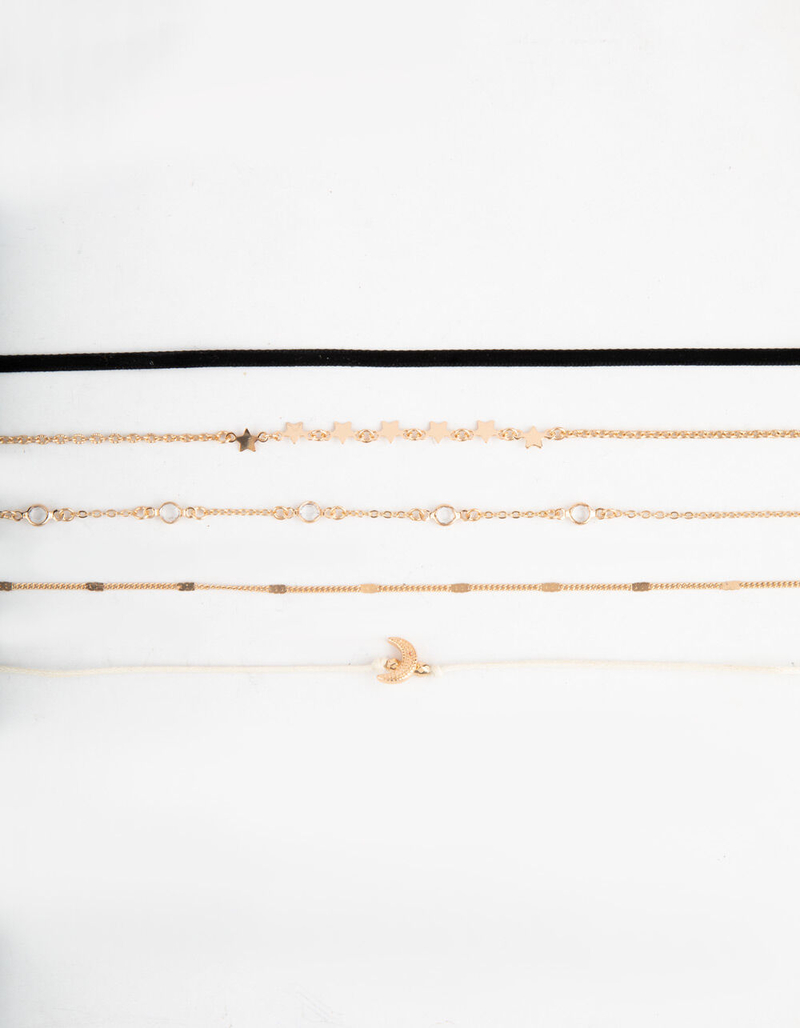FULL TILT 5 Pack Beaded/Star/Velvet Chokers image number 0