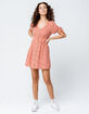 SKY AND SPARROW Ditsy Floral Button Front Coral Dress image number 4