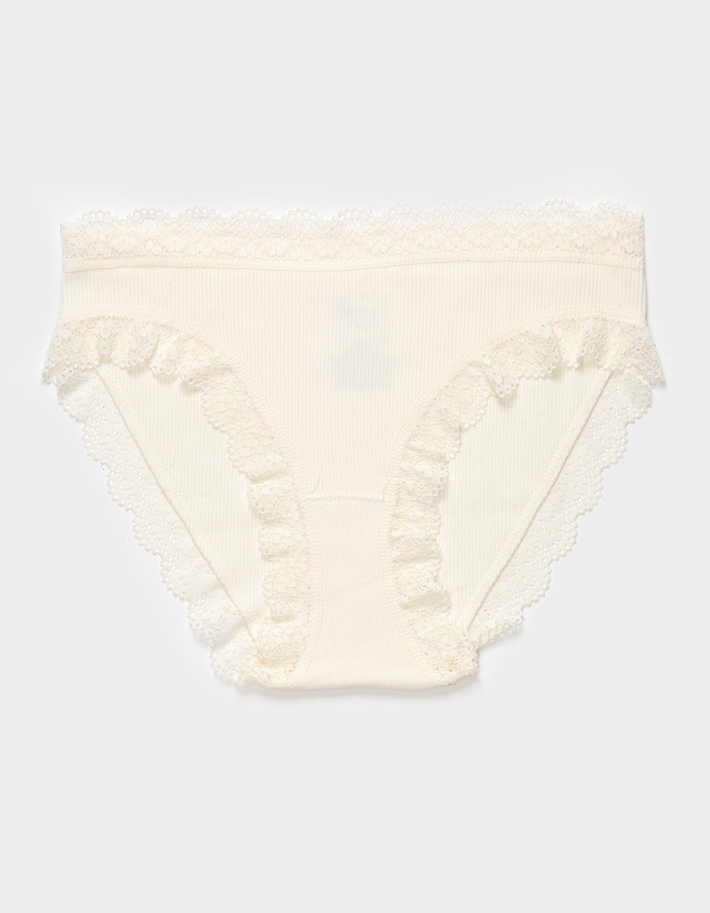 FULL TILT Seamless Rib Lace Trim Hipster Panties image number 0