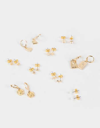 FULL TILT 9 Pack Heart/Rose Hoop Earrings Primary Image