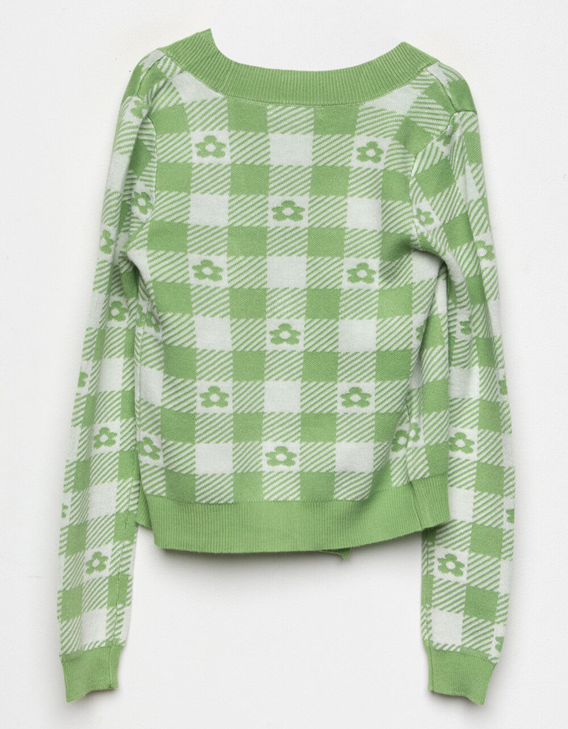 FULL TILT Checkerboard Floral Girls Sweater Set image number 1