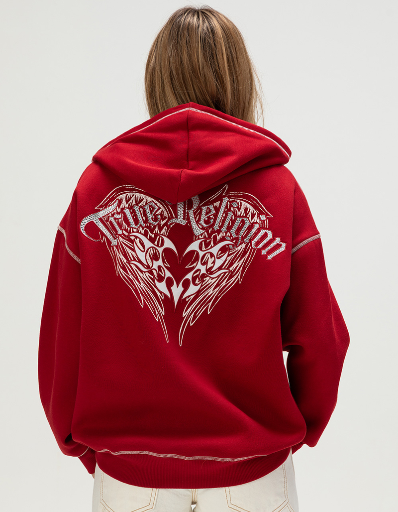 TRUE RELIGION Winged Heart Applique Womens Zip-Up Boyfriend Hoodie image number 0