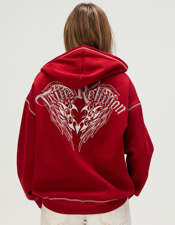 TRUE RELIGION Winged Heart Applique Womens Zip-Up Boyfriend Hoodie Primary Image