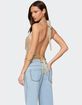 EDIKTED Shiny Knit Cowl Neck Backless Top image number 5